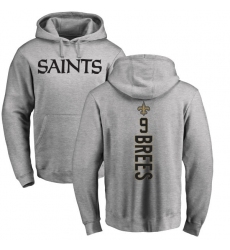 NFL Nike New Orleans Saints #9 Drew Brees Ash Backer Pullover Hoodie