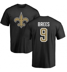 NFL Nike New Orleans Saints #9 Drew Brees Black Name & Number Logo T-Shirt