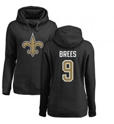 NFL Women's Nike New Orleans Saints #9 Drew Brees Black Name & Number Logo Pullover Hoodie