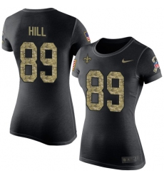 Women's Nike New Orleans Saints #89 Josh Hill Black Camo Salute to Service T-Shirt