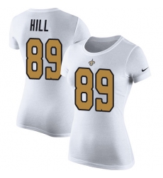 Women's Nike New Orleans Saints #89 Josh Hill White Rush Pride Name & Number T-Shirt