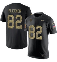 Nike New Orleans Saints #82 Coby Fleener Black Camo Salute to Service T-Shirt