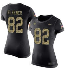 Women's Nike New Orleans Saints #82 Coby Fleener Black Camo Salute to Service T-Shirt