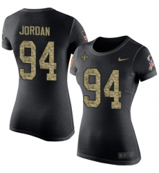 Women's Nike New Orleans Saints #94 Cameron Jordan Black Camo Salute to Service T-Shirt