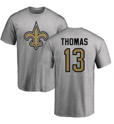 NFL Nike New Orleans Saints #13 Michael Thomas Ash Name & Number Logo T-Shirt