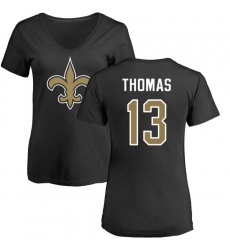 NFL Women's Nike New Orleans Saints #13 Michael Thomas Black Name & Number Logo Slim Fit T-Shirt