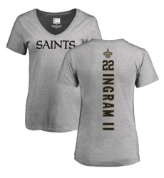 NFL Women's Nike New Orleans Saints #22 Mark Ingram Ash Backer V-Neck T-Shirt