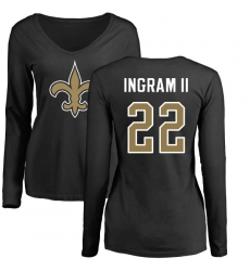 NFL Women's Nike New Orleans Saints #22 Mark Ingram Black Name & Number Logo Slim Fit Long Sleeve T-Shirt