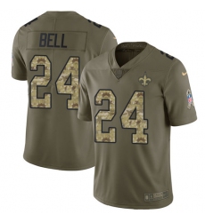 Men's Nike New Orleans Saints #24 Vonn Bell Limited Olive Camo 2017 Salute to Service NFL Jersey
