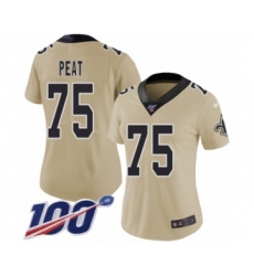 Women's New Orleans Saints #75 Andrus Peat Limited Gold Inverted Legend 100th Season Football Jersey