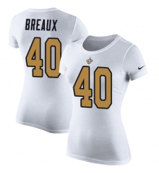 Women's Nike New Orleans Saints #40 Delvin Breaux White Rush Pride Name & Number T-Shirt