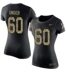Women's Nike New Orleans Saints #60 Max Unger Black Camo Salute to Service T-Shirt