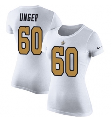 Women's Nike New Orleans Saints #60 Max Unger White Rush Pride Name & Number T-Shirt