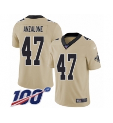 Men's New Orleans Saints #47 Alex Anzalone Limited Gold Inverted Legend 100th Season Football Jersey