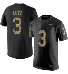 Nike New Orleans Saints #3 Will Lutz Black Camo Salute to Service T-Shirt