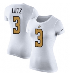 Women's Nike New Orleans Saints #3 Will Lutz White Rush Pride Name & Number T-Shirt