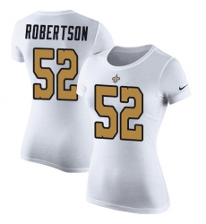 Women's Nike New Orleans Saints #52 Craig Robertson White Rush Pride Name & Number T-Shirt