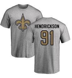 NFL Nike New Orleans Saints #91 Trey Hendrickson Ash Name & Number Logo T-Shirt