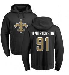 NFL Nike New Orleans Saints #91 Trey Hendrickson Black Name & Number Logo Pullover Hoodie