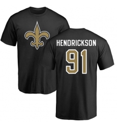 NFL Nike New Orleans Saints #91 Trey Hendrickson Black Name & Number Logo T-Shirt