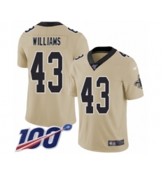 Youth New Orleans Saints #43 Marcus Williams Limited Gold Inverted Legend 100th Season Football Jersey