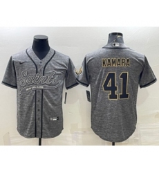 Men's New Orleans Saints #41 Alvin Kamara Gray With Patch Cool Base Stitched Baseball Jersey