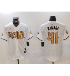 Men's New Orleans Saints #41 Alvin Kamara White Nola Baseball Jersey