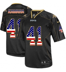 Men's Nike New Orleans Saints #41 Alvin Kamara Elite Black USA Flag Fashion NFL Jersey