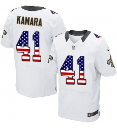 Men's Nike New Orleans Saints #41 Alvin Kamara Elite White Road USA Flag Fashion NFL Jersey