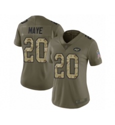 Women's New York Jets #20 Marcus Maye Limited Olive Camo 2017 Salute to Service Football Jersey