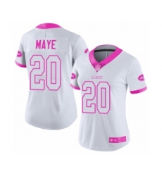Women's New York Jets #20 Marcus Maye Limited White Pink Rush Fashion Football Jersey