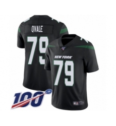 Men's New York Jets #79 Brent Qvale Black Alternate Vapor Untouchable Limited Player 100th Season Football Jersey