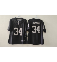 Women's Las Vegas Raiders #34 Bo Jackson Black Vapor Stitched Jersey(Run Small)