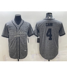 Men's Las Vegas Raiders #4 Derek Carr Gray With Patch Cool Base Stitched Baseball Jersey