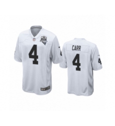 Men's Oakland Raiders #4 Derek Carr White 2020 Inaugural Season Game Jersey