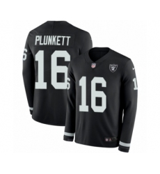 Men's Nike Oakland Raiders #16 Jim Plunkett Limited Black Therma Long Sleeve NFL Jersey
