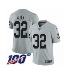 Men's Oakland Raiders #32 Marcus Allen Limited Silver Inverted Legend 100th Season Football Jersey