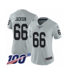 Women's Oakland Raiders #66 Gabe Jackson Limited Silver Inverted Legend 100th Season Football Jersey
