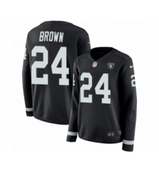 Women's Nike Oakland Raiders #24 Willie Brown Limited Black Therma Long Sleeve NFL Jersey