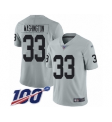 Men's Oakland Raiders #33 DeAndre Washington Limited Silver Inverted Legend 100th Season Football Jersey