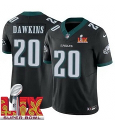 Men's Philadelphia Eagles Brian Dawkins #20 Black 2024 2025 Super Bowl LIX F U S E Stitched NFL Jersey