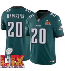 Men's Philadelphia Eagles Brian Dawkins #20 Green 2024 2025 Super Bowl LIX F U S E Stitched NFL Jersey