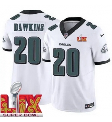 Men's Philadelphia Eagles Brian Dawkins #20 White 2024 2025 Super Bowl LIX F U S E Stitched NFL Jersey