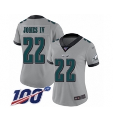 Women's Philadelphia Eagles #22 Sidney Jones Limited Silver Inverted Legend 100th Season Football Jersey