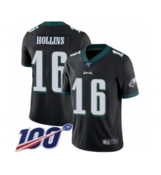 Men's Philadelphia Eagles #16 Mack Hollins Black Alternate Vapor Untouchable Limited Player 100th Season Football Jersey