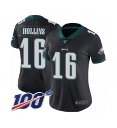 Women's Philadelphia Eagles #16 Mack Hollins Black Alternate Vapor Untouchable Limited Player 100th Season Football Jersey