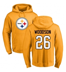 NFL Nike Pittsburgh Steelers #26 Rod Woodson Gold Name & Number Logo Pullover Hoodie