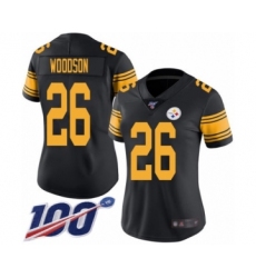 Women's Pittsburgh Steelers #26 Rod Woodson Limited Black Rush Vapor Untouchable 100th Season Football Jersey