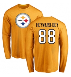 NFL Nike Pittsburgh Steelers #88 Darrius Heyward-Bey Gold Name & Number Logo Long Sleeve T-Shirt