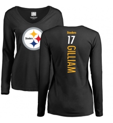 NFL Women's Nike Pittsburgh Steelers #17 Joe Gilliam Black Backer Slim Fit Long Sleeve T-Shirt